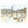 HUCHET Urbain - Lithographie originale "Paris, La Seine et L’île de la cité" 54x76cm