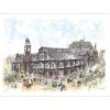 HUCHET Urbain - Lithographie originale "Paris, Les halles et Saint-Eustache" 54x76cm