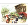 HUCHET Urbain - Lithographie originale "Paris, jour de marché" 54x76cm