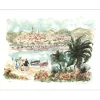 HUCHET Urbain - Lithographie originale "Côte d'Azur, Le bord de mer" 50x65cm