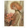 IMAI Sachiko - Lithographie originale "Élégante au bouquet" 76x55cm