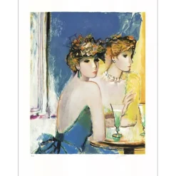 IMAI Sachiko - Lithographie originale "Deux élégantes" 76x56cm