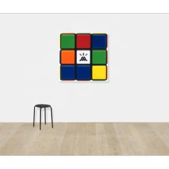 INVADER - Giclée sur Panneau "Invaded Cube NVDR1-1" 100x100cm - 2023