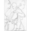 JACQUEMIN André - Dessin original "Le Violoncelliste René Pousseele" 22x16cm