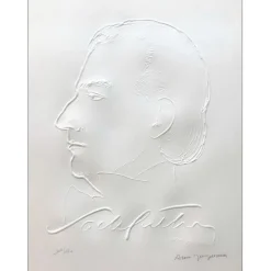 JACQUEMIN André - Empreinte originale "Portrait de Sacha Guitry " 40x30cm - 1988