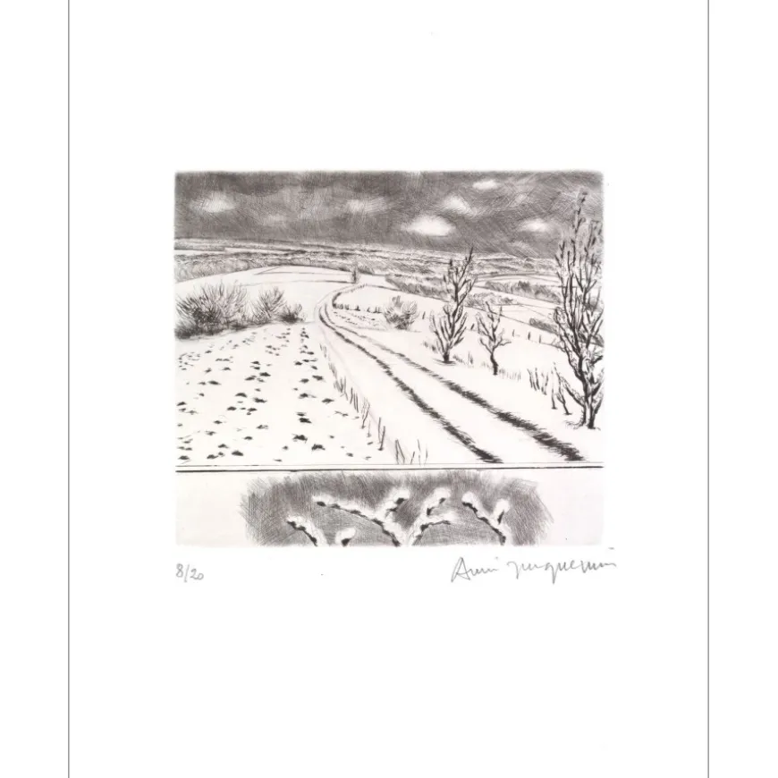 JACQUEMIN André - Gravure originale "Paysage 08" 32x25cm - 1984