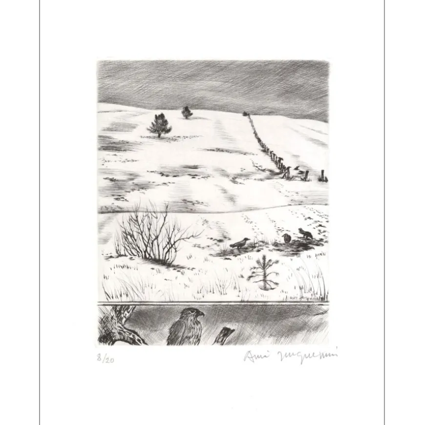 JACQUEMIN André - Gravure originale "Paysage 05" 32x25cm - 1984