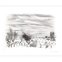 JACQUEMIN André - Gravure originale "Paysage de Lorraine 06" 50x65cm - 1979
