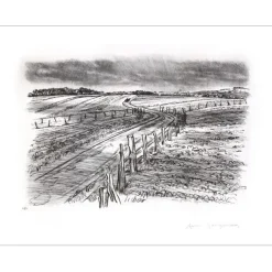 JACQUEMIN André - Gravure originale "Paysage de Lorraine 08" 50x65cm - 1979