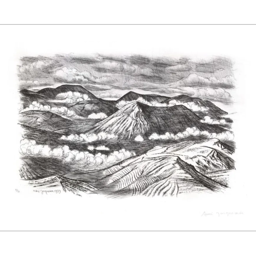 JACQUEMIN André - Gravure originale "Paysage de Lorraine 04" 50x65cm - 1979
