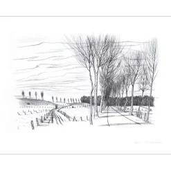 JACQUEMIN André - Gravure originale "Paysage de Lorraine 02" 50x65cm - 1979