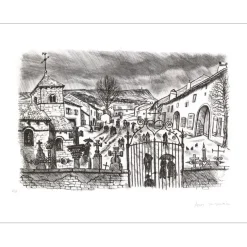 JACQUEMIN André - Gravure originale "Paysage de Lorraine 01" 50x65cm - 1979