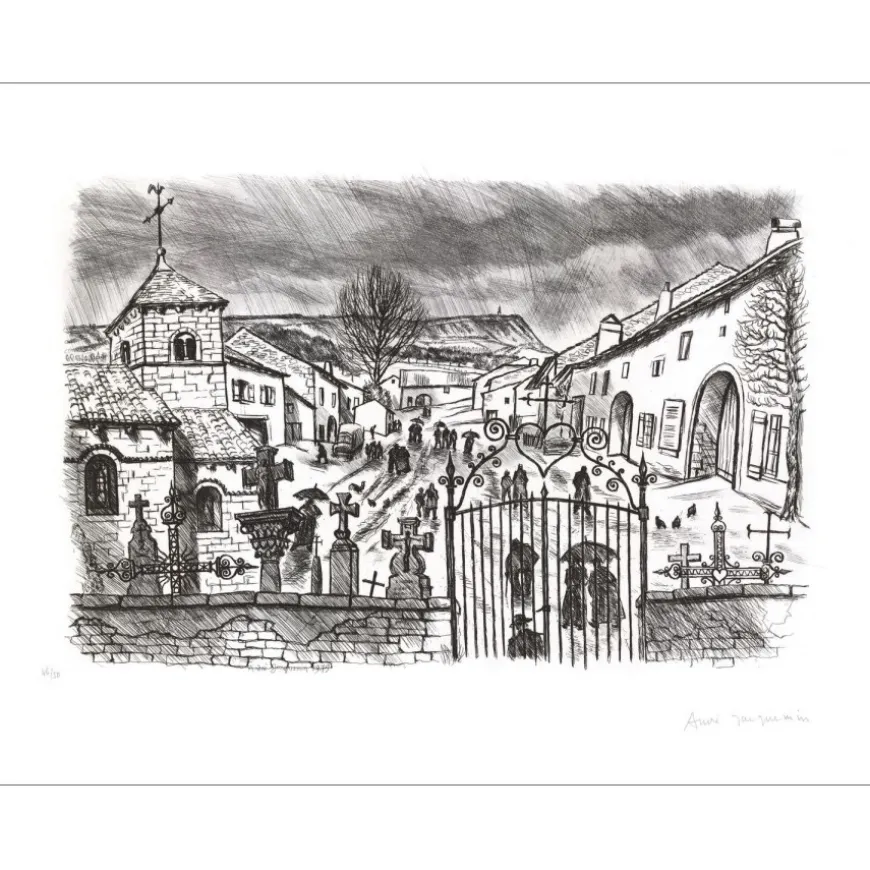 JACQUEMIN André - Gravure originale "Paysage de Lorraine 01" 50x65cm - 1979
