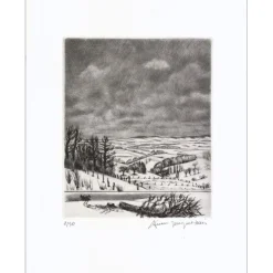 JACQUEMIN André - Gravure originale "Paysage 16" 32x25cm - 1984