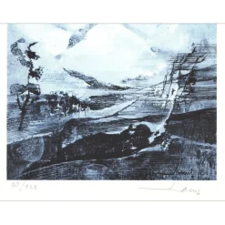 JACUS Jean Théobald - Lithographie "Les montagnes" 32x25cm - 1971