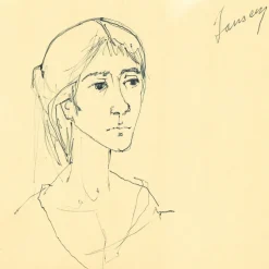 JANSEM Jean - Dessin original à l'encre "Portait de femme"  avec cadre DELF 38x28,5cm