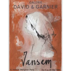 JANSEM Jean - Lithographie "Exposition, Galerie David et Garnier, Paris" 71x52cm - 1965