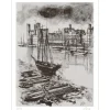 JOFFRIN Guily - Lithographie "Le château de Carnarvon" 33x25cm