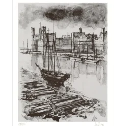 JOFFRIN Guily - Lithographie "Le château de Carnarvon" 33x25cm