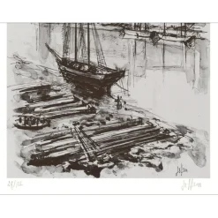 JOFFRIN Guily - Lithographie "Le château de Carnarvon" 33x25cm