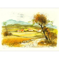 JOUENNE Michel - Lithographie originale "Paysage de Provence" 46x64cm