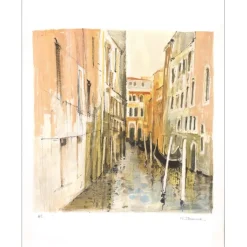 JOUENNE Michel - Lithographie originale "Canal à Venise" 76x59cm