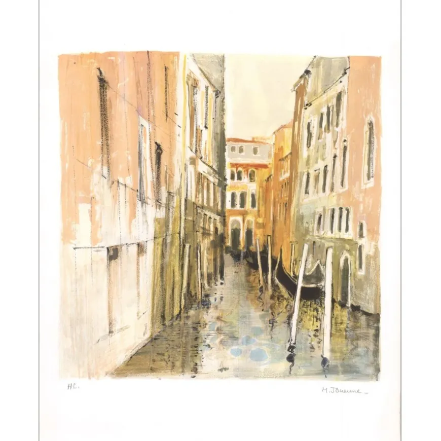 JOUENNE Michel - Lithographie originale "Canal à Venise" 76x59cm