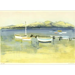 JOUENNE Michel - Lithographie originale "Les bateaux" 38x56cm