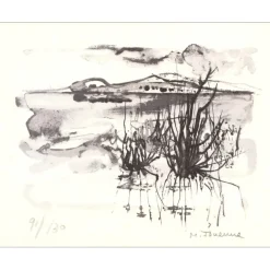 JOUENNE Michel - Lithographie originale "Paysage de Provence" 18x23cm