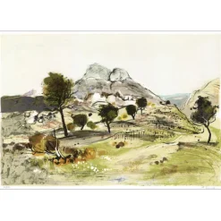 JOUENNE Michel - Lithographie originale "Paysage des Alpilles" 38x56cm
