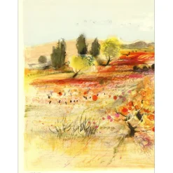 JOUENNE Michel - Lithographie originale "Champ Provençale" 38x56cm