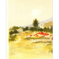 JOUENNE Michel - Lithographie originale "Les coquelicots" 38x56cm