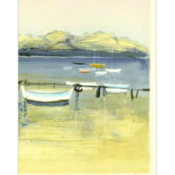 JOUENNE Michel - Lithographie originale "Les bateaux" 38x56cm