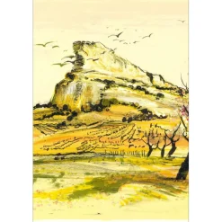 JOUENNE Michel - Lithographie originale "La roche de Solutré" 38x56cm