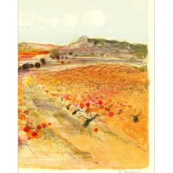 JOUENNE Michel - Lithographie originale "Champ Provençale" 38x56cm