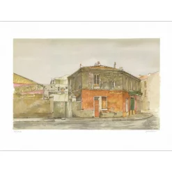 KEIME Jean - Lithographie originale "Le coin de rue" 47x65cm