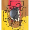 KIJNO Ladislas - Gravure carborundum "Composition Jaune" 27x23cm