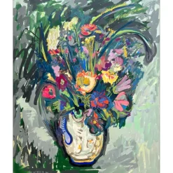KISCHKA Isis - Dessin original (gouache, crayon,..) "Le bouquet de fleurs" 65x50cm