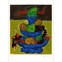 KISCHKA Isis - Lithographie originale sur papier Japon "Les fruits d'automne" 76x54cm - 1972