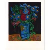 KISCHKA Isis - Lithographie originale "Bouquet de fleurs" 67x51cm - Signée au crayon