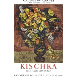 KISCHKA Isis - Lithographie "Exposition, Galerie 65, Cannes" 71x51cm - 1960