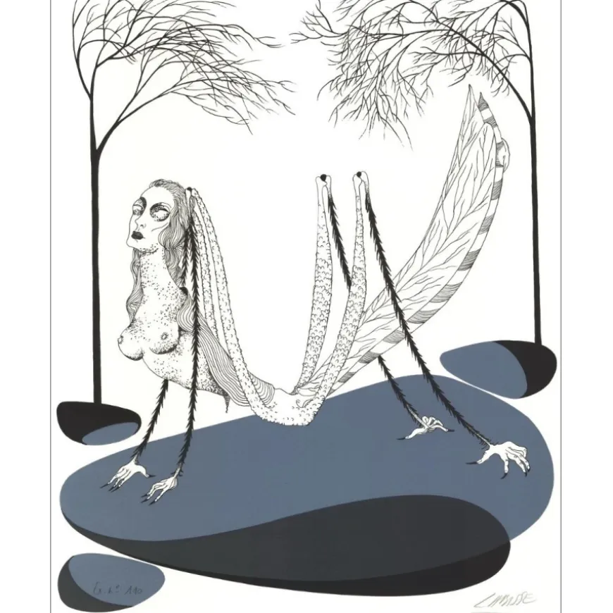 LABISSE Félix - Lithographie originale "Histoire Naturelle, La Locuste" 56x45cm - 1974