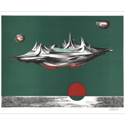 LABISSE Félix - Lithographie originale "Composition surréaliste en vert" 50x65cm