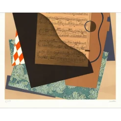 LAFON Jean-Marc - LAFON Jean-Marc - Lithographie originale "Collage musical" - 67x54cm - 1976