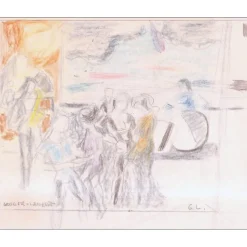 LAMBERT Georges - Dessin original " Le Bal " 13x17cm