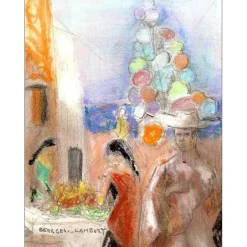 LAMBERT Georges - Dessin original " Le Carnaval " 20x16cm