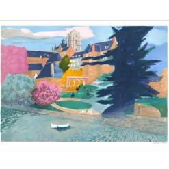 LAMBERT Georges - Lithographie originale "Le grand cèdre" 54x75cm