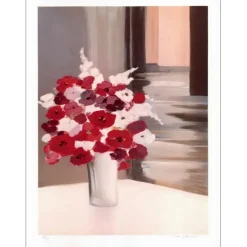 LANGLOIS Pierre-Gérard - Lithographie originale "Le bouquet rouge" 76x55cm