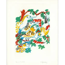LAPICQUE Charles - Gravure originale "Les oiseaux" 65x50cm