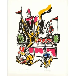 LAPICQUE Charles - Lithographie originale "Concours hippique" 65x50cm